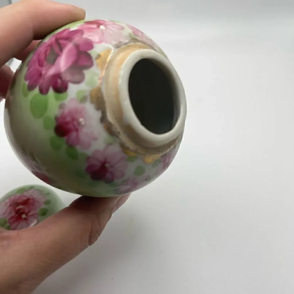 Vintage floral ginger jar hand painted